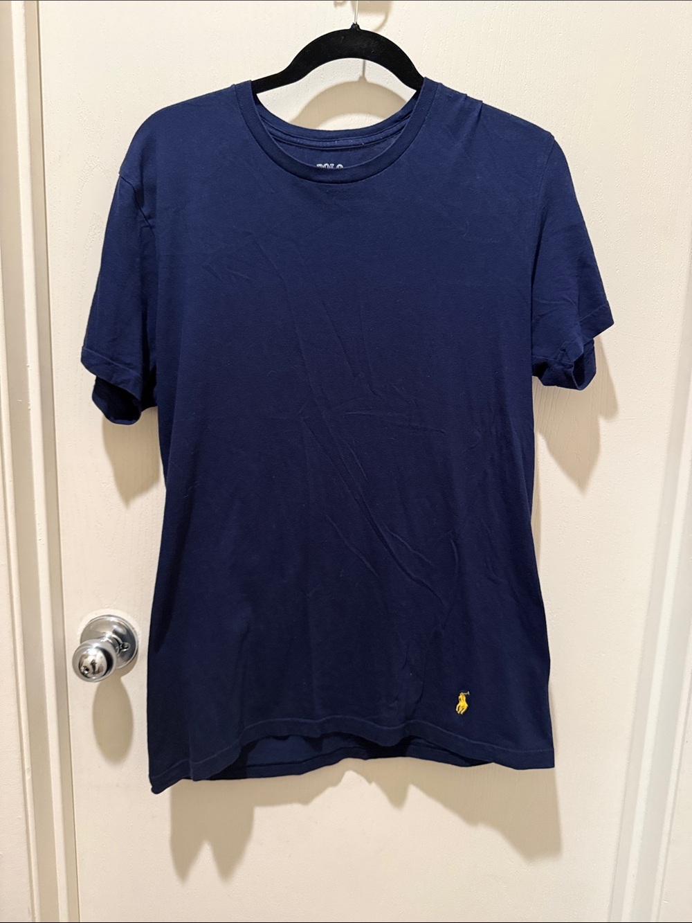 Polo by Ralph Lauren Men’s Navy Short Sleeve Crewneck Tee with Yellow Pony